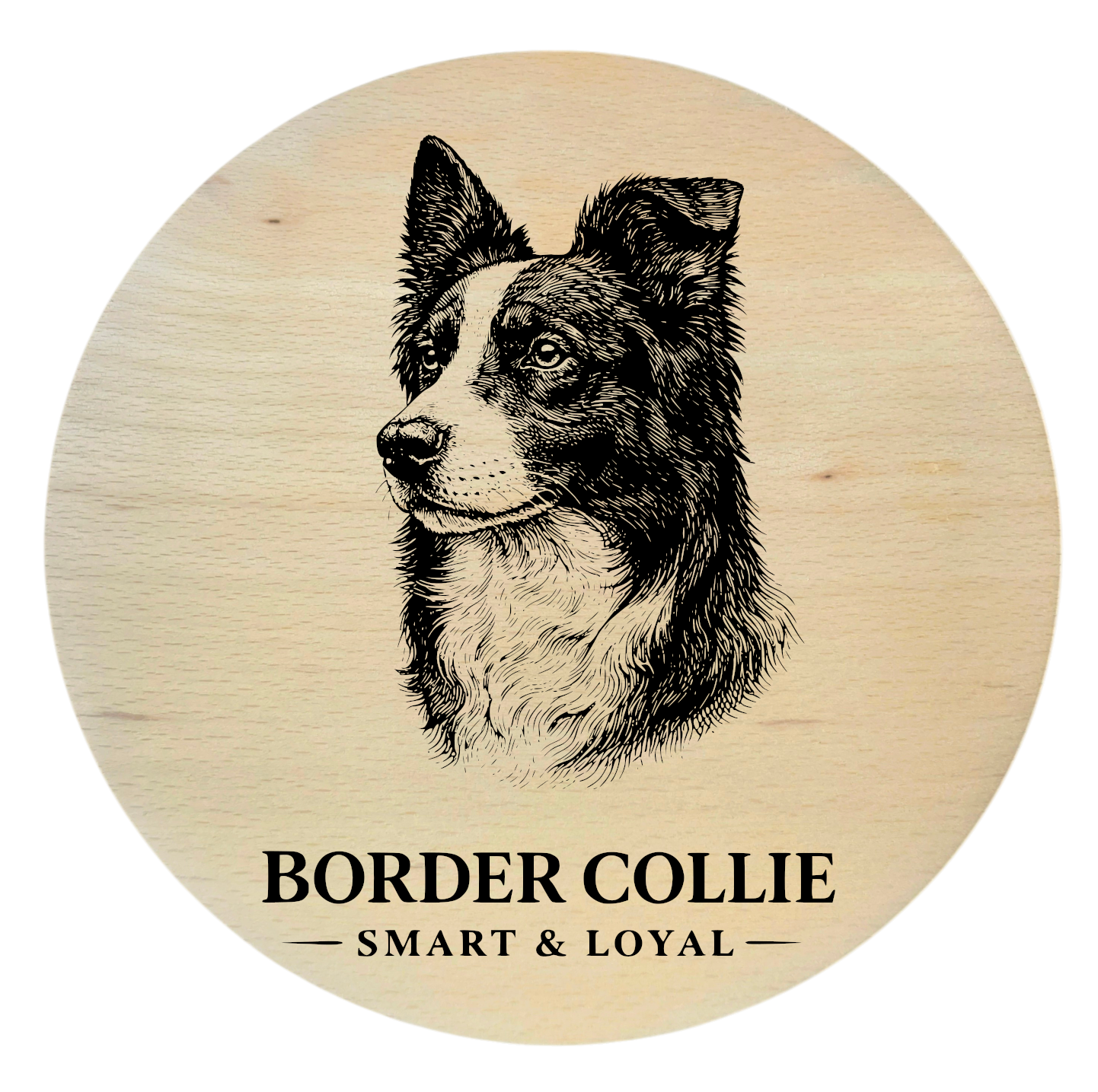 deska drewniana z psem Border Collie grawer