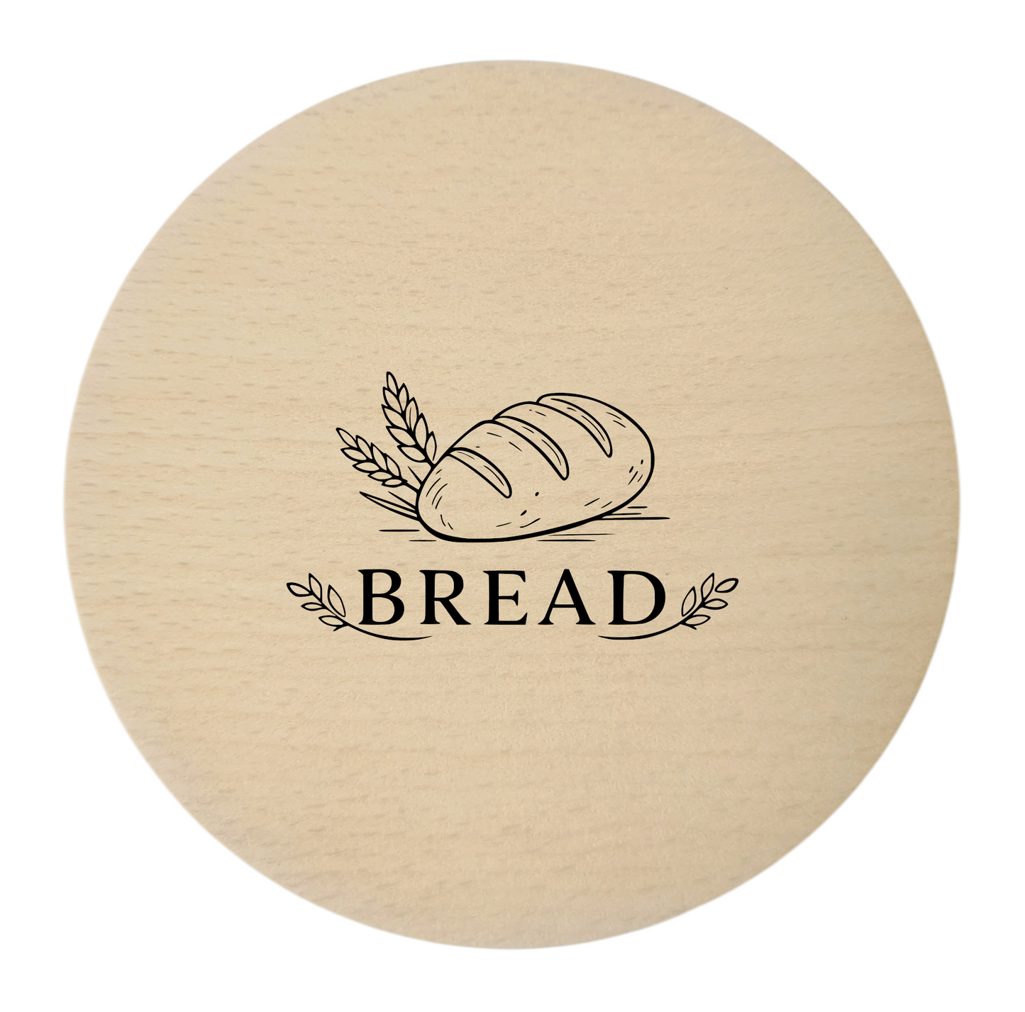 Engraved Wooden Coasters - Set of 4 Wine Bread Cheese Olives, Beech 10 cm