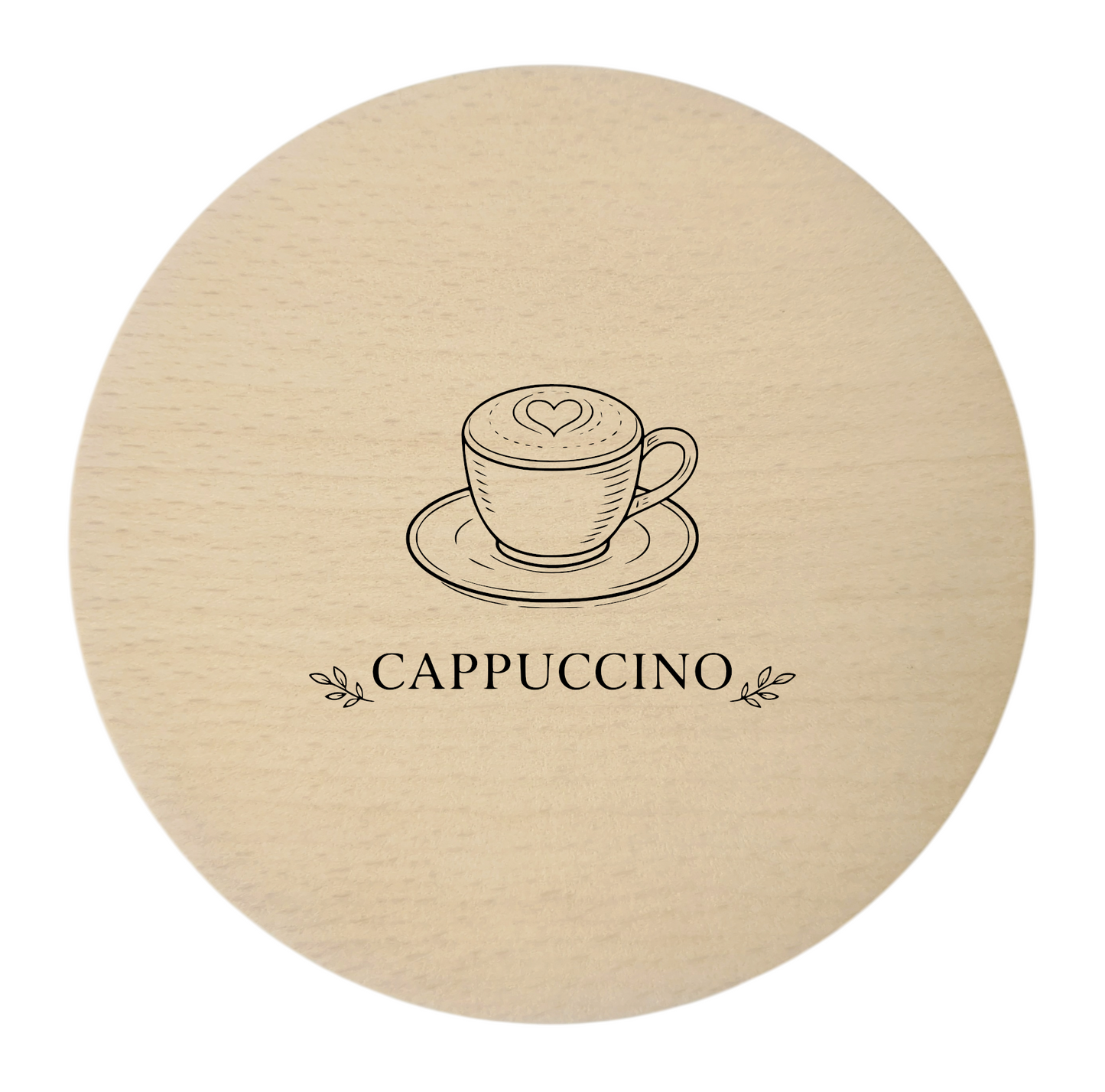 Wooden coasters with engraving - set of 4 Coffee Latte Cappuccino Espresso, beech 10 cm