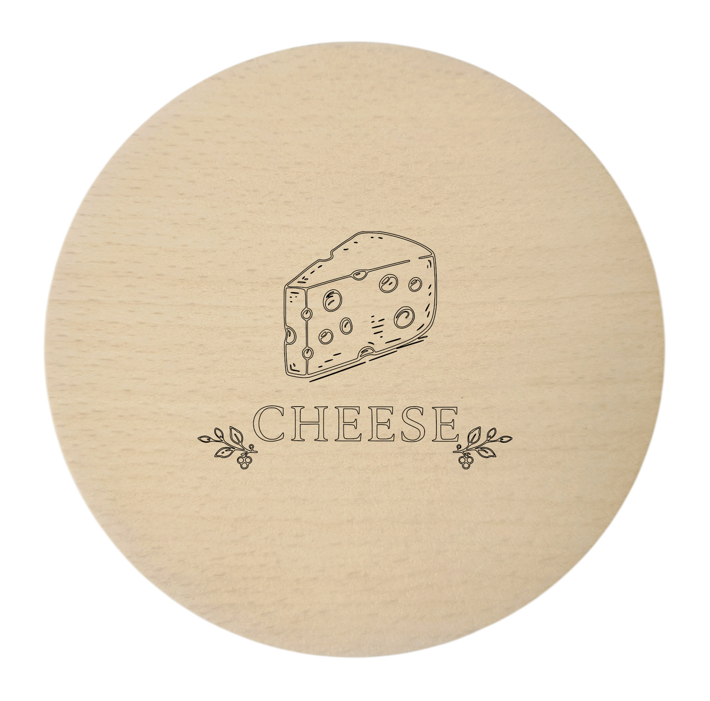 Sous-verres en bois gravés – lot de 4 pièces. Vin Pain Fromage Olives, hêtre 10 cm