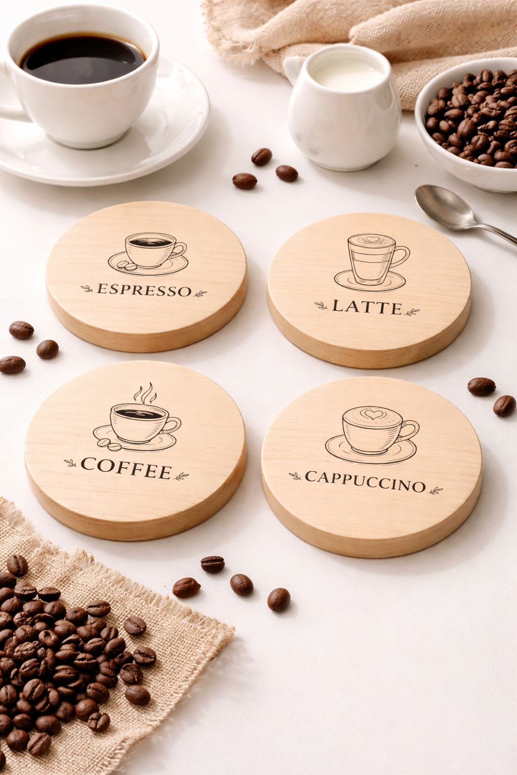 Bukowe podkładki pod kubki z grawerem