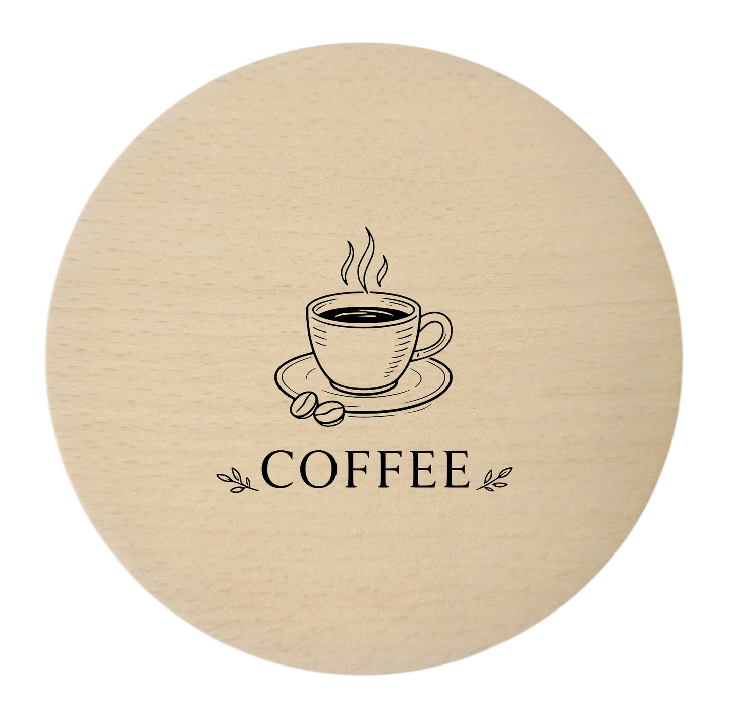 Wooden coasters with engraving - set of 4 Coffee Latte Cappuccino Espresso, beech 10 cm