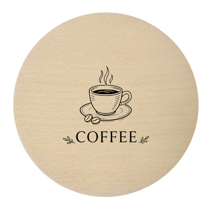 Wooden coasters with engraving - set of 4 Coffee Latte Cappuccino Espresso, beech 10 cm
