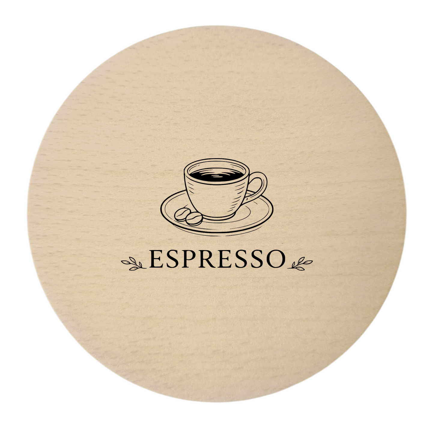 Wooden coasters with engraving - set of 4 Coffee Latte Cappuccino Espresso, beech 10 cm