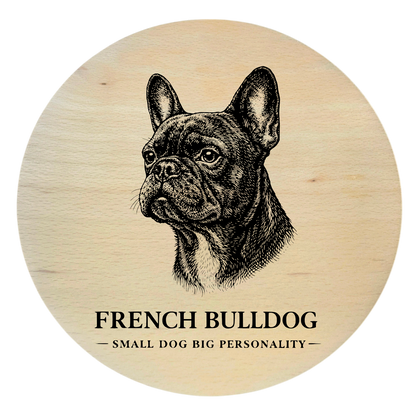 deska drewniana z psem buldog francuski grawer