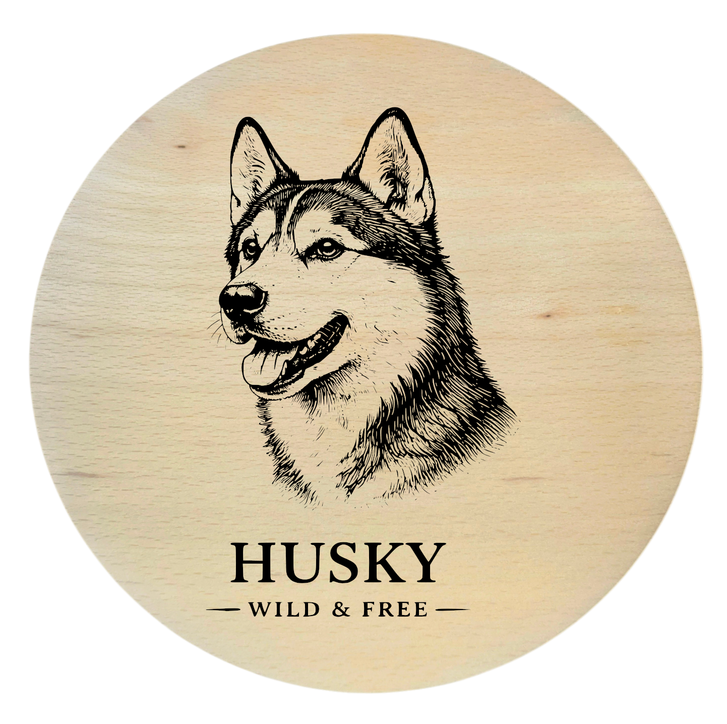 deska drewniana z psem husky grawer