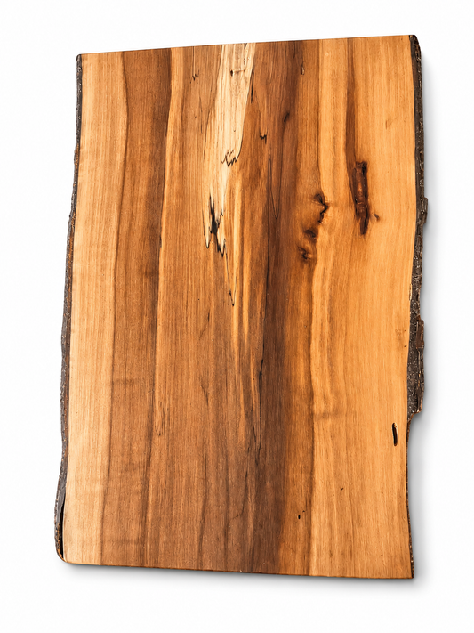 Apple Wood Board – Unique, Oiled, with Natural Bark Edge
