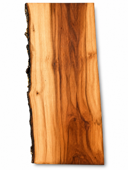 Apple Wood Board – Unique, Oiled, with Natural Bark Edge