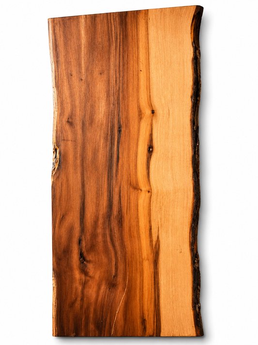 Apple Wood Board – Unique, Oiled, with Natural Bark Edge