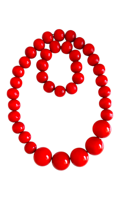 czerwone Holz korale und bransoletka aus Buchenholz