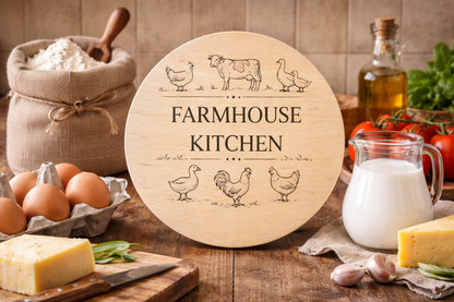 Bukowa deska z grawerem FARMHOUSE KITCHEN – rustykalna deska do serwowania 20 cm