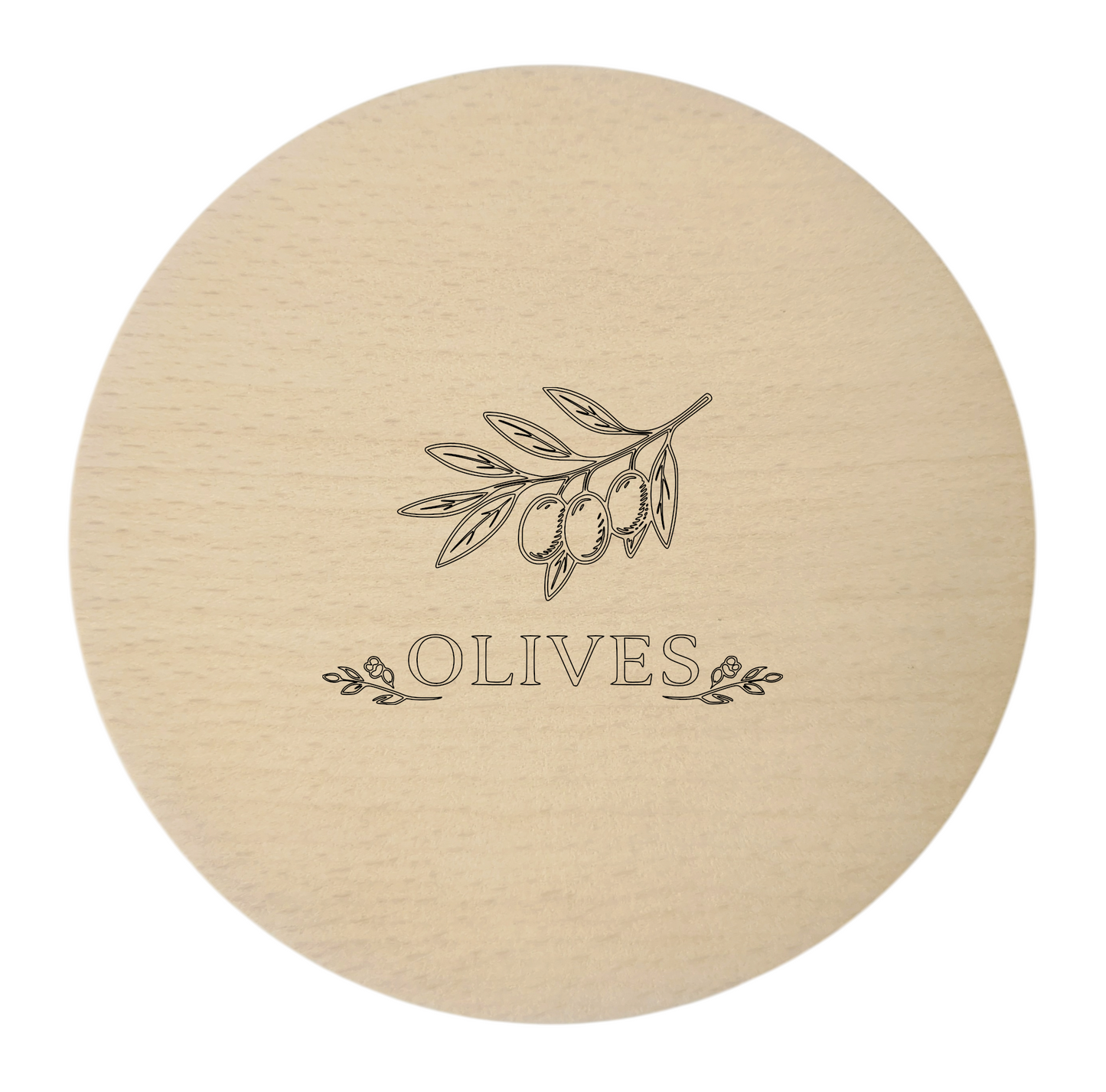 Sous-verres en bois gravés – lot de 4 pièces. Vin Pain Fromage Olives, hêtre 10 cm