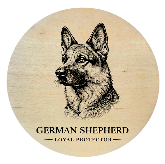 deska drewniana z psem owczarek niemiecki grawer