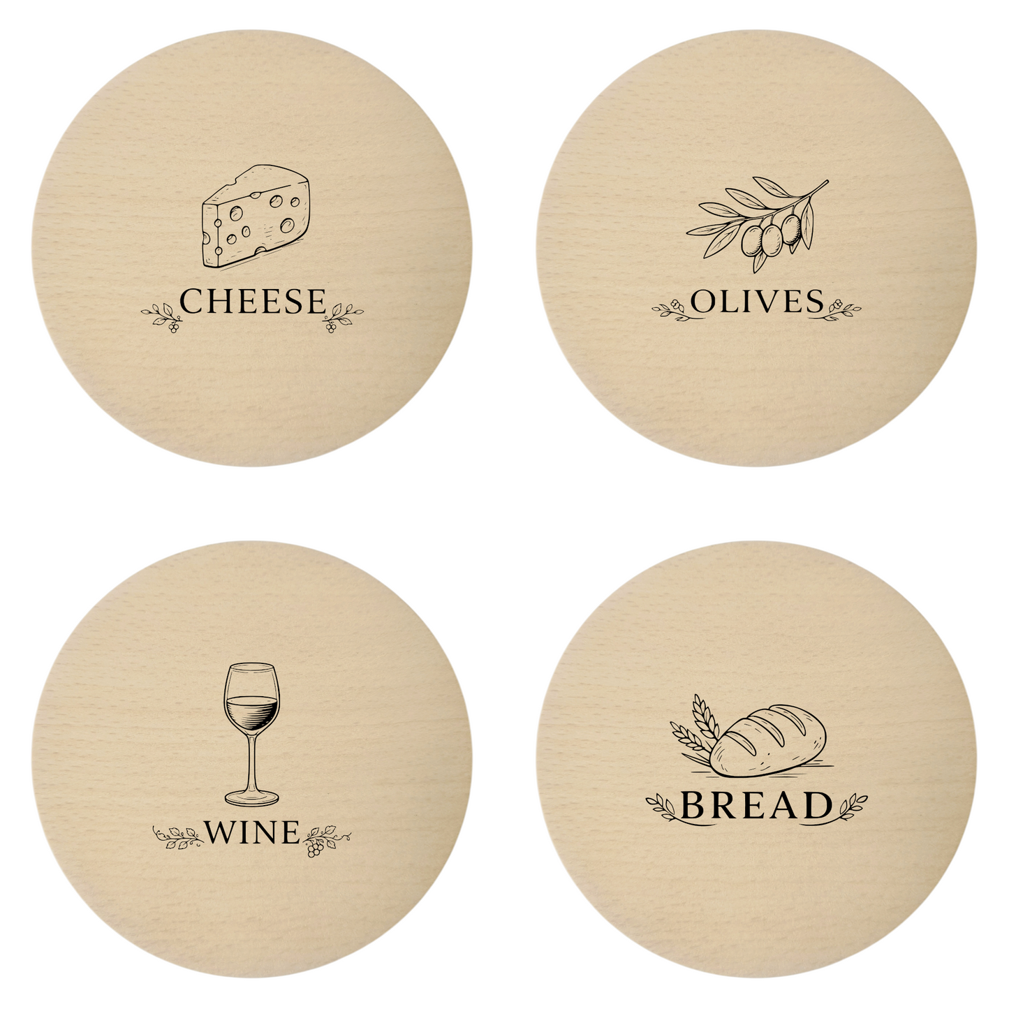 Bukowe podkładki pod kieliszki na wino