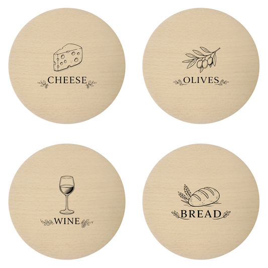 Bukowe podkładki pod kieliszki na wino