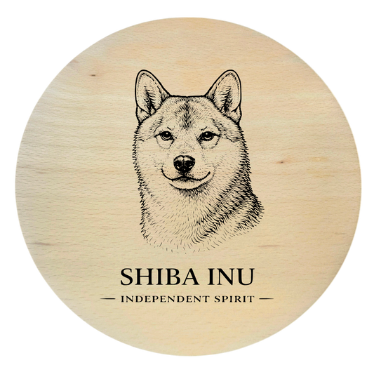 deska drewniana z psem shiba inu grawer