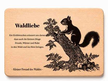 Gepersonaliseerd beukenbord met gravure van bosnatuur – kies een sjabloon (Sjabloon 8)